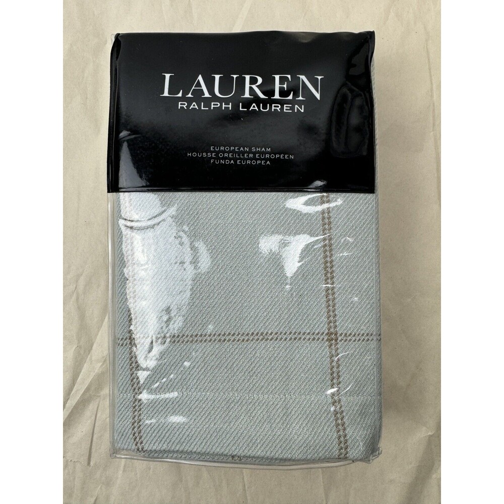 RALPH LAUREN Sage JULIANNE EURO Windowpane Pillow Sham European $135